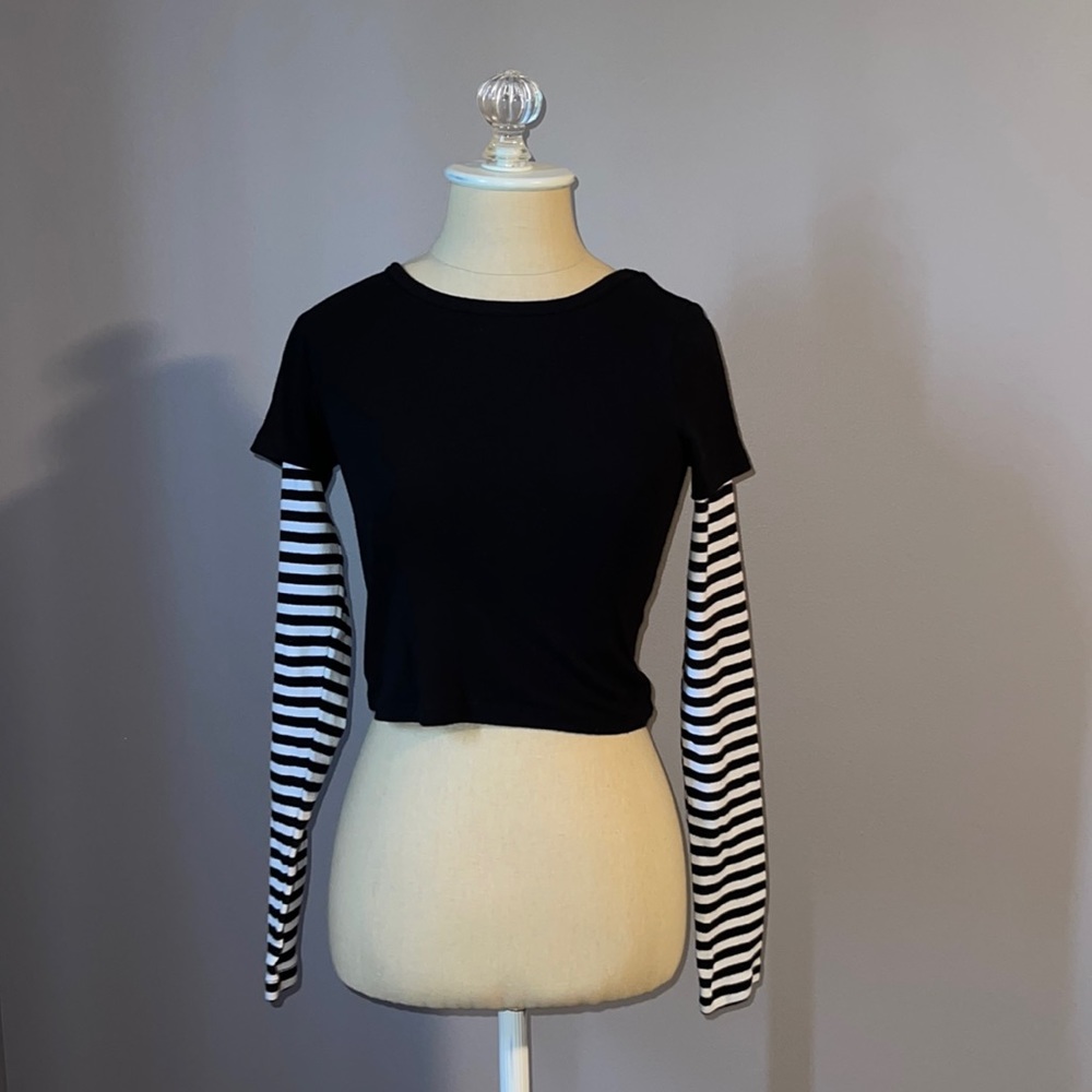 Brandy Melville Black/White Striped Long Sleeve